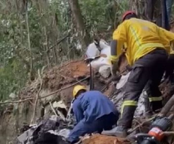 Bombeiros enfrentaram dificuldade para acessar local de queda (Foto: Divulgação)