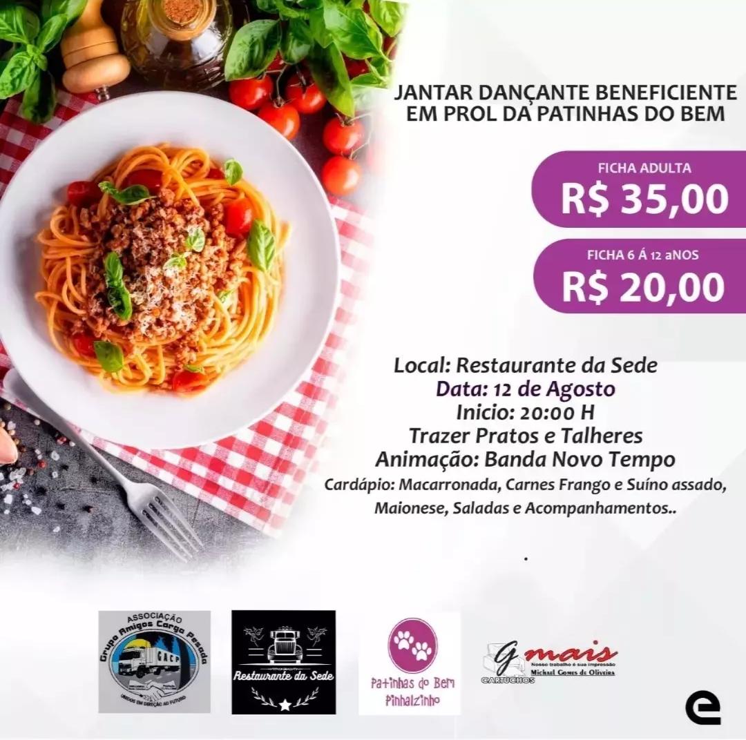 Jantar beneficente  terá macarronada como prato principal (Foto: Divulgação)