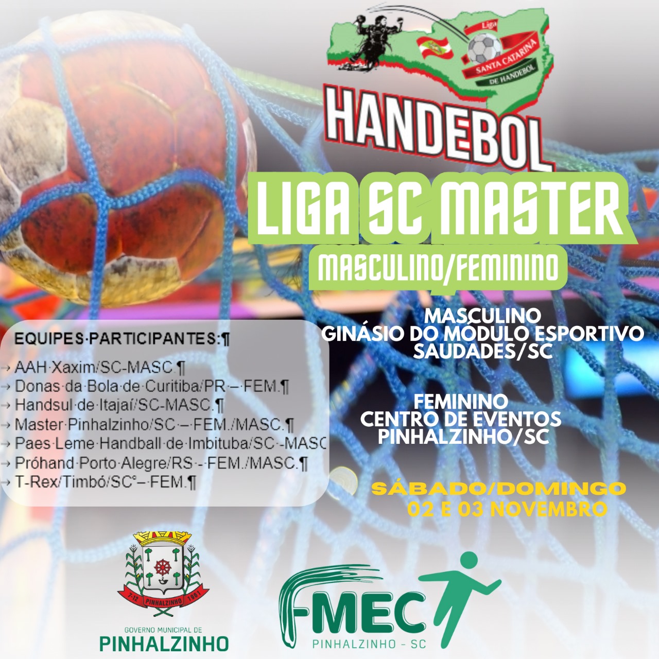 Experiência em quadra: Equipe de Handebol de Pinhalzinho joga competição em casa