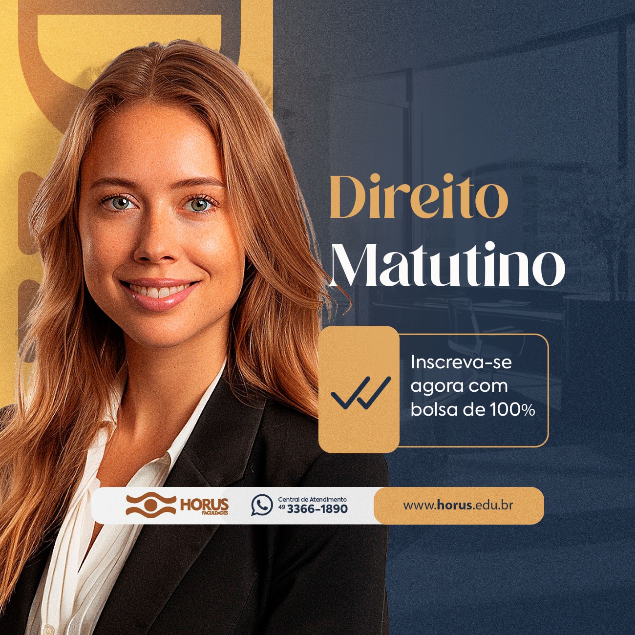 Horus Faculdades lança curso de Direito Matutino com bolsa de 100%