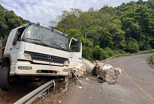 Saída de caminhoneiro da cabine não foi nada confortável (Foto: Corpo de Bombeiros)