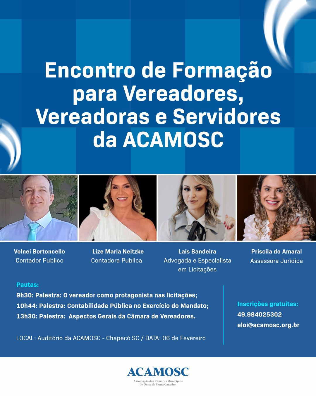 ACAMOSC promove evento de formação para vereadores e servidores da região