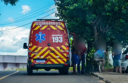 Corpo de Bombeiros levou vítima a hospital (Foto: Marcos de Lima)