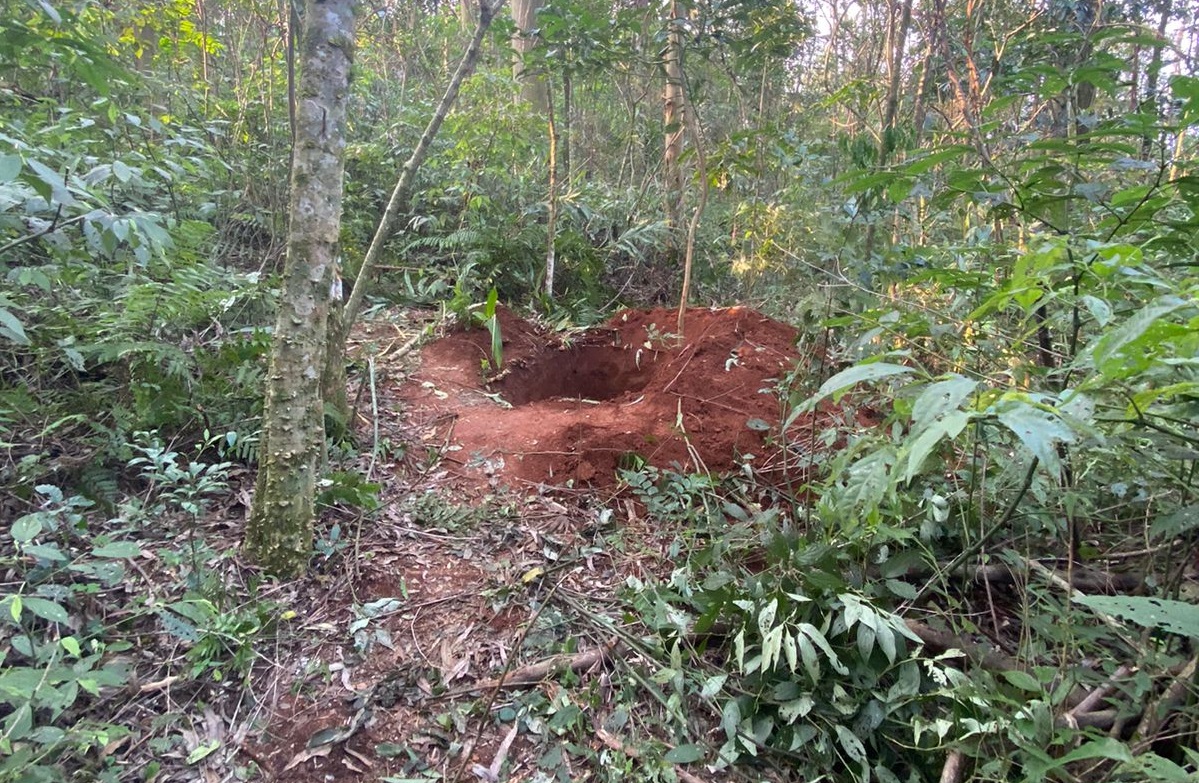 Corpo estava próximo a buraco na terra (Foto: Polícia Civil)